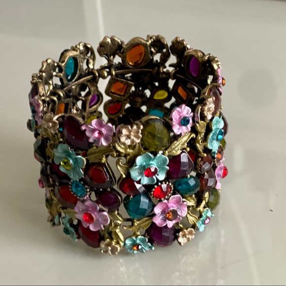 Wide Multicolor Statement Flexible Cuff Bracelet - Picture 3 of 3